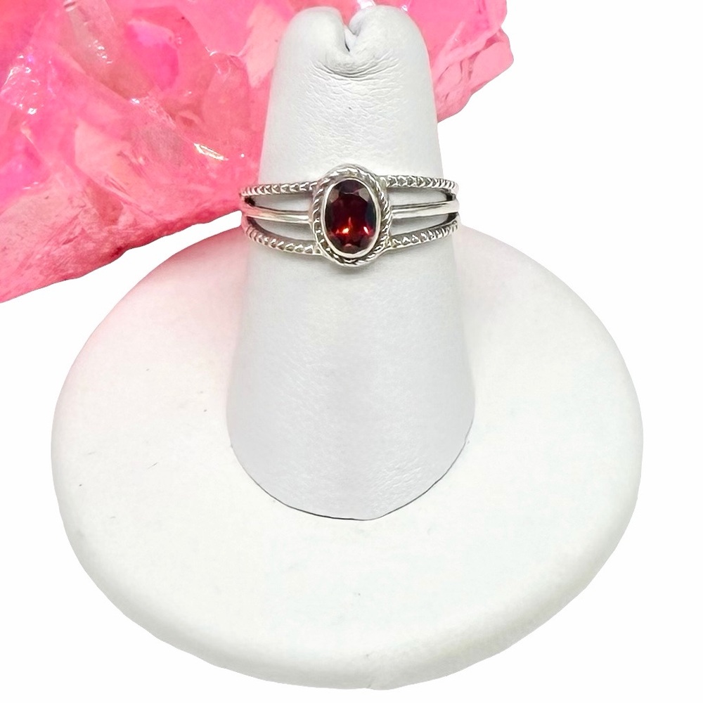 Hessonite Garnet Ring Size 7 Solid 925 Sterling S… - image 1